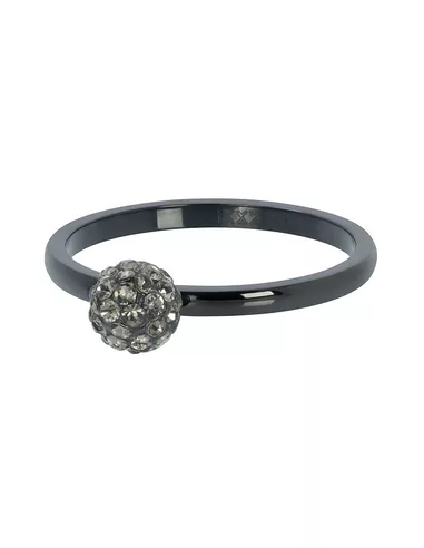 iXXXi ring 1 Ball fill clear crystal 2mm zwart