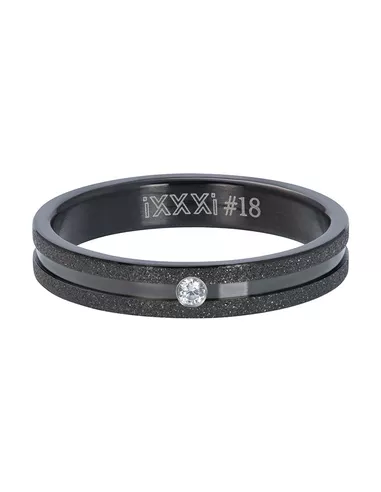 iXXXi ring Sandblasted crystal stone zwart