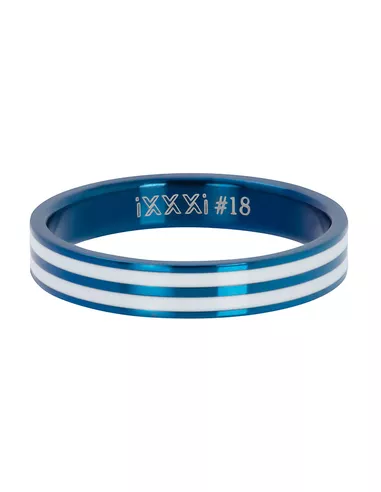 iXXXi ring Double line white 4mm blauw