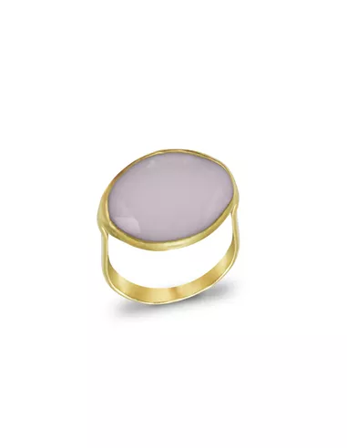 By Bar - Oval gem ring rozenkwarts goud