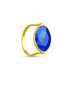 By Bar - Oval gem ring blauw goud