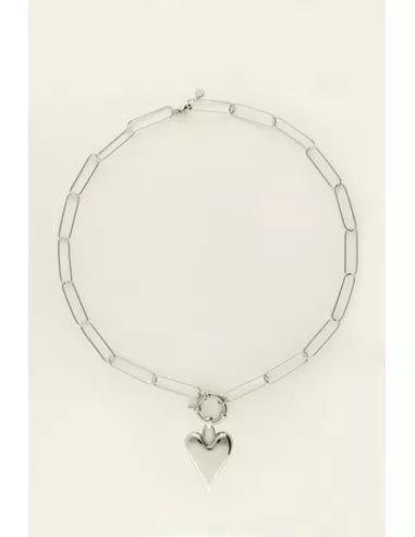 My Jewellery - Schakelketting met groot hart zilver