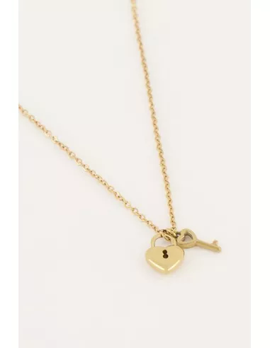 My Jewellery - ketting hartjes slot en sleutel goud