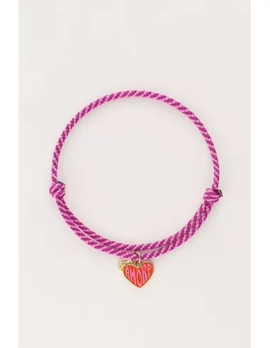 My Jewellery Candy paars touw armband met hart
