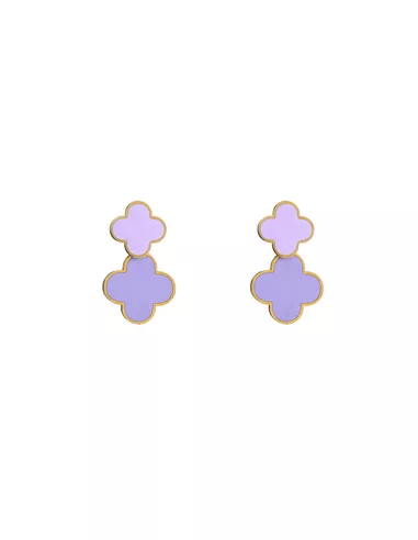 Clover oorbellen lila