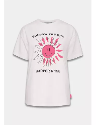 Harper & Yve Smiley t-shirt off white roze