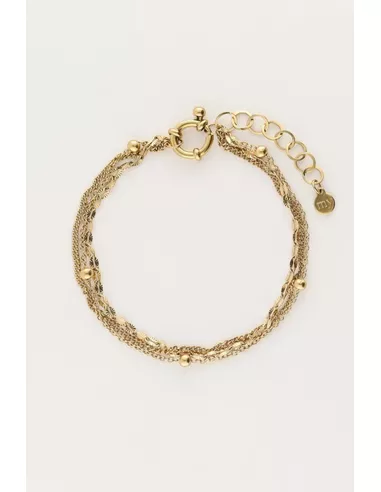 My Jewellery - Driedubbele gevarieerde armband goud