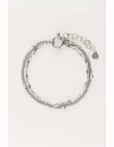 My Jewellery - Driedubbele gevarieerde armband zilver