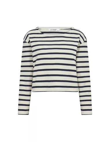 Co'Couture Classic sweater crop stripe off white navy