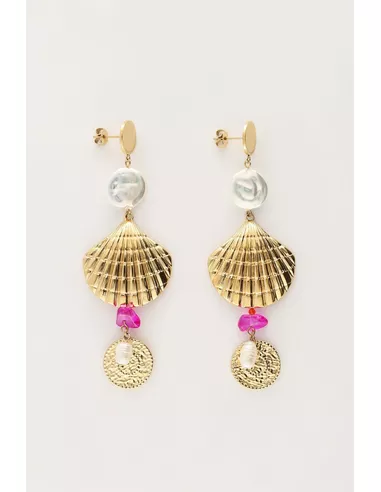 My Jewellery - Ocean oorhangers met schelp en parels goud