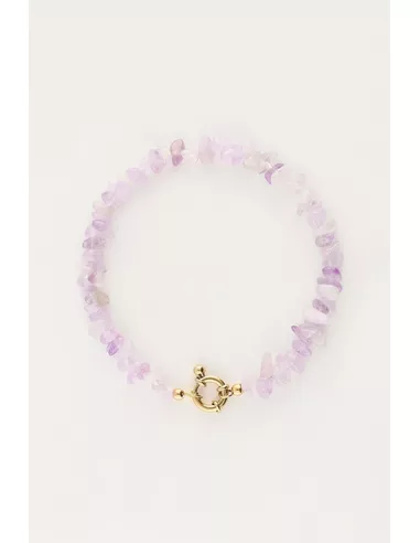My Jewellery - Ocean armband met lila steentjes goud